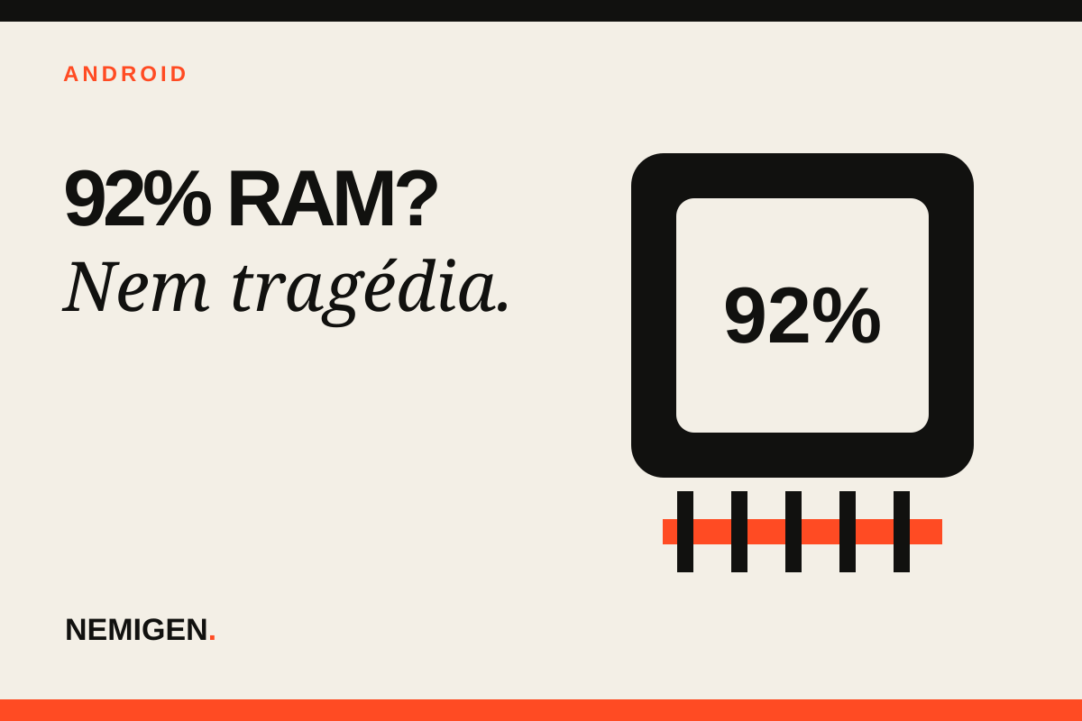 92 százalékos RAM használatot mutató stilizált chip grafika.